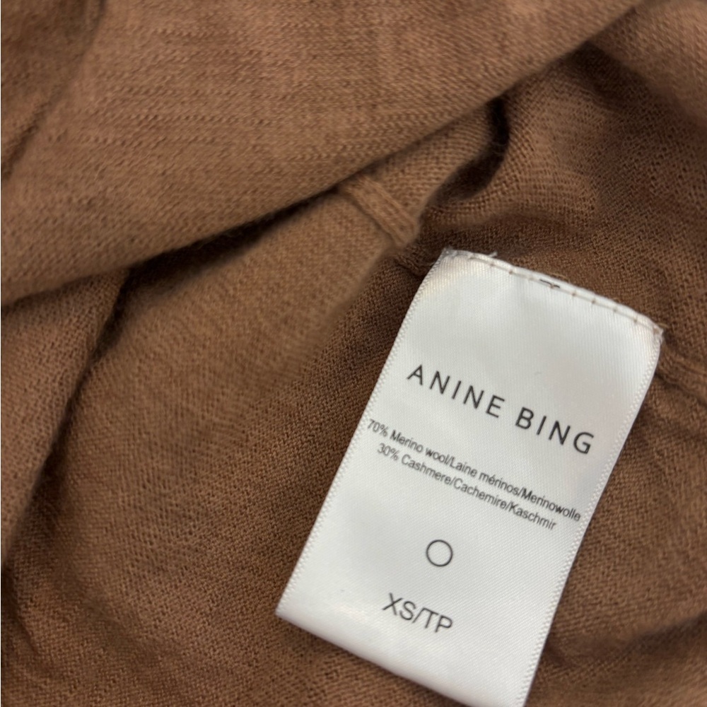 Anine Bing Cashmere Merino Wool Valerie Sweater Tan V Neck size XS - Picture 9 of 11